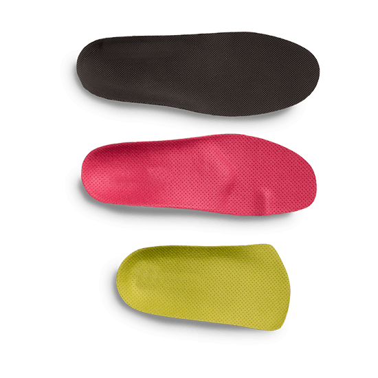 Production image of 3 different insoles